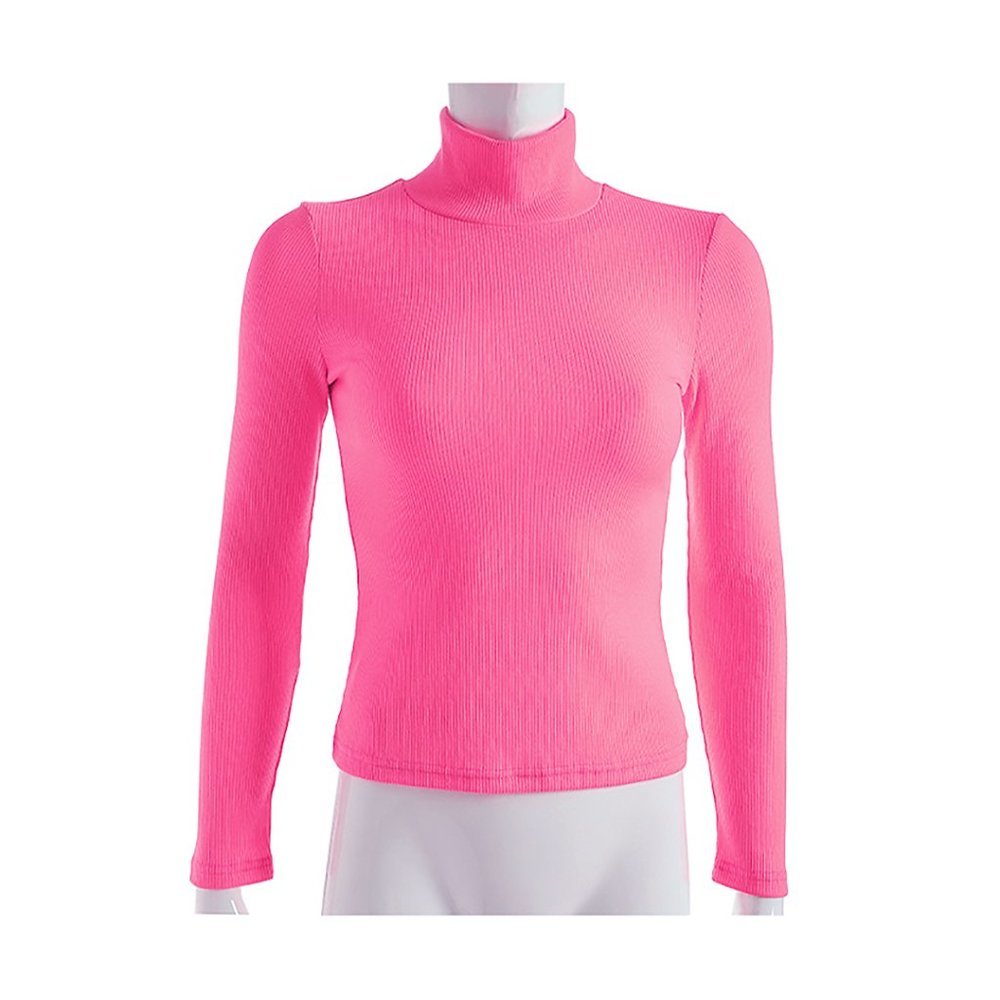 Neon Pink Mockneck Long Sleeve Top T’shirt NWT - Size S